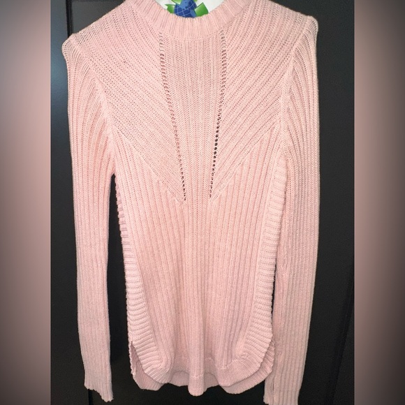 Tahari Girls Long Sleeve Cable Knit Pink Tunic - Picture 3 of 5